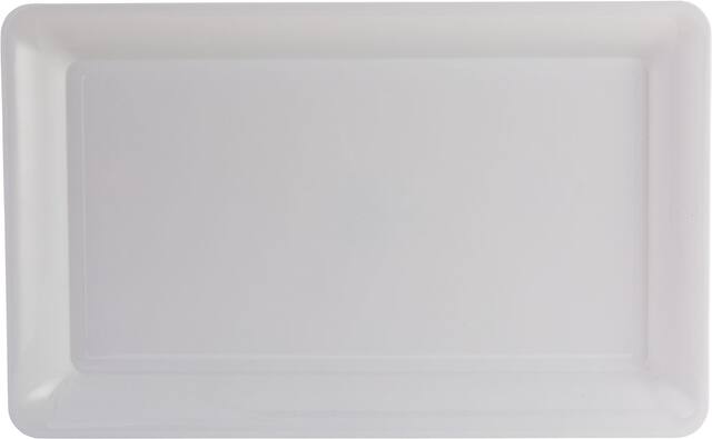 Plat de service rectangulaire en plastique blanc, 11 x 18 po Overhead_Flat