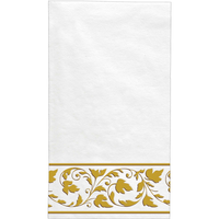 Serviettes en papier de première qualité à motif de volutes, blanc et or, paq. 24 Front_Flat