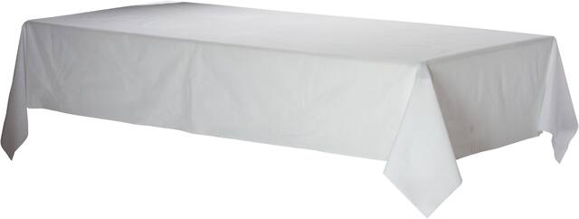 Premium Paper Table Cover for Birthday, Party, Anniversary, White, 54 x 102-in Front_Angled_Left