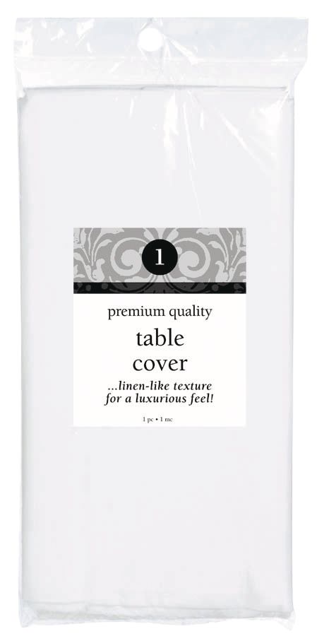 Premium Paper Table Cover for Birthday, Party, Anniversary, White, 54 x 102-in Front_Flat