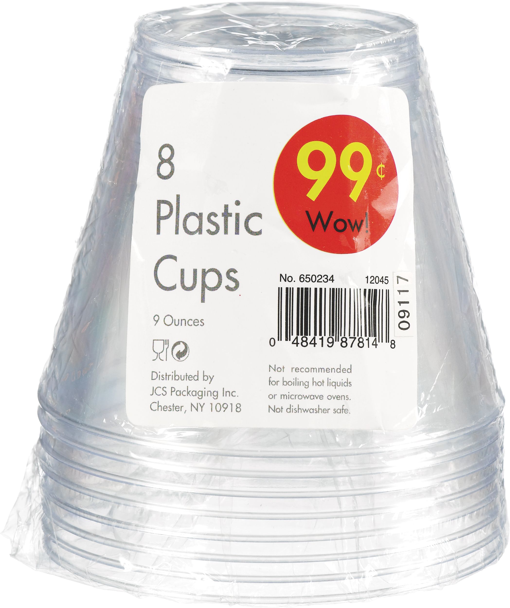 Disposable Plastic Cups, Birthdays, Anniversaries more, Clear, 10-oz, 8-pk Front_Flat