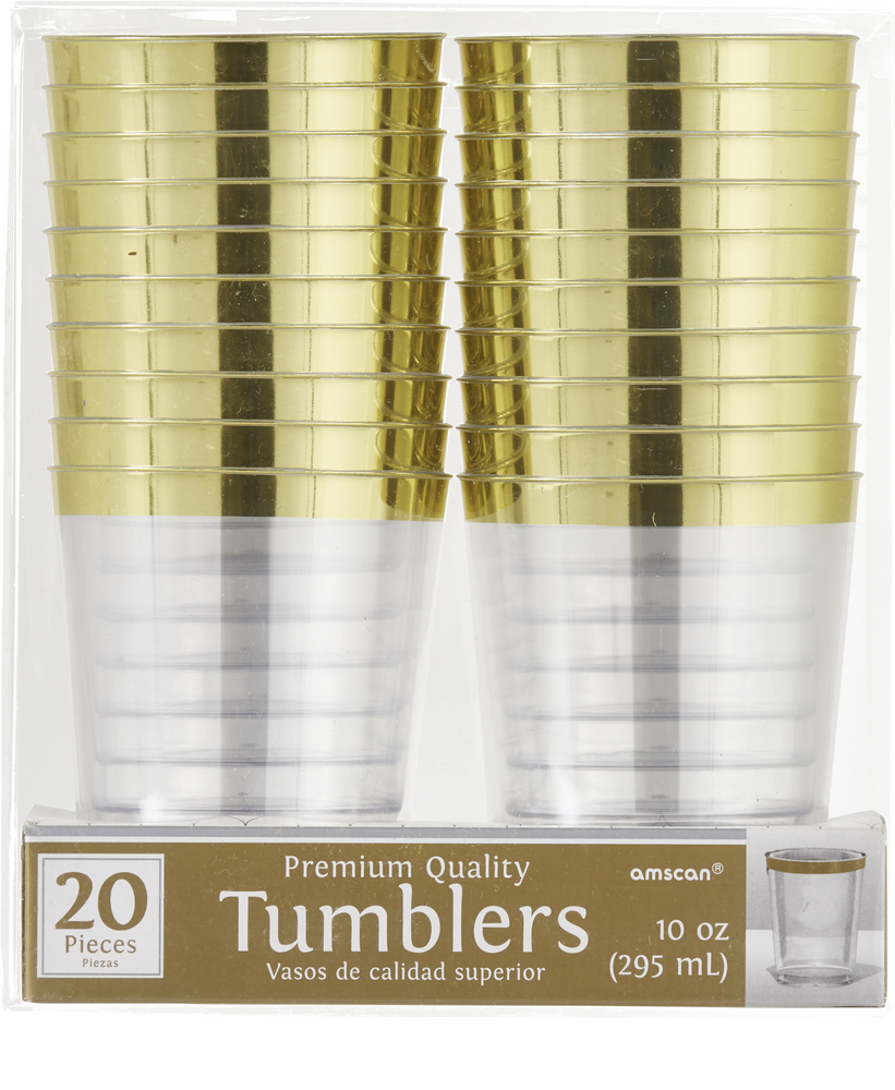 Clear Gold-Trimmed Premium Plastic Cups 20ct