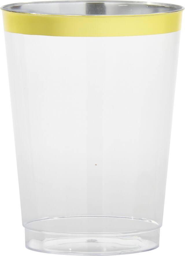 Verres en plastique transparent à bordure or de première qualité, paq. 20 Front_Elevated