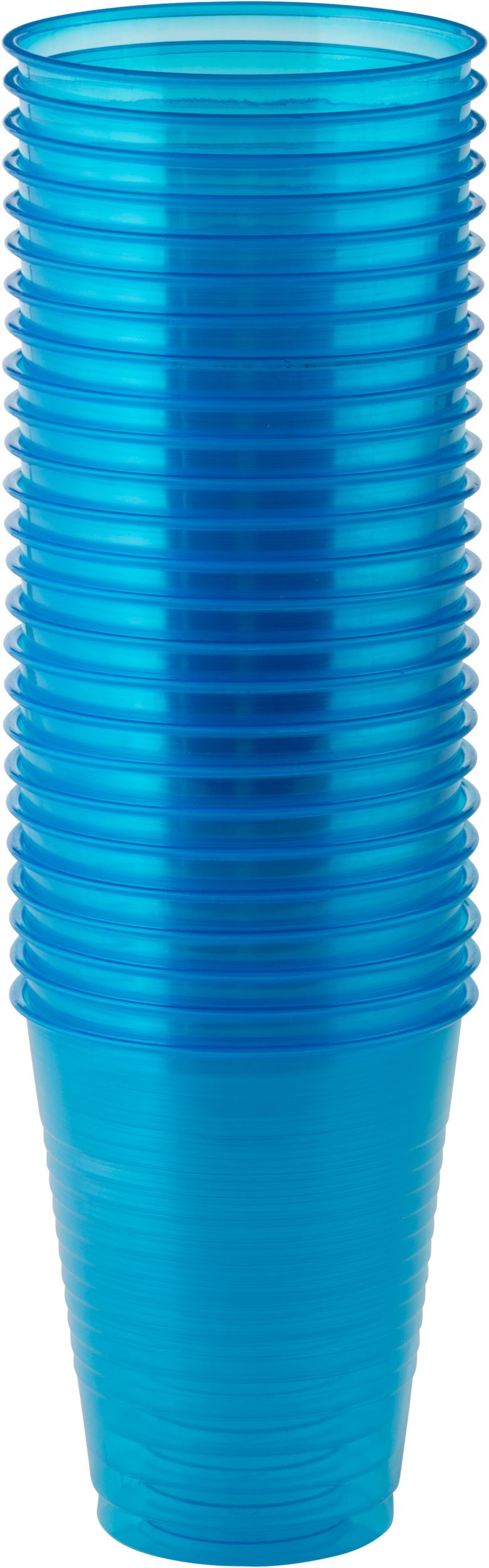Black Light Neon Blue Plastic Cups, 50-ct Front_Elevated