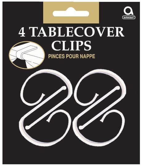 Plastic Table Cover Clips, White, 1.25-in, 4-pk, for Christmas/Thanksgiving/New Year's Eve/Birthday Party Front_Flat