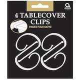 Pinces pour nappe en plastique, anniversaires, fêtes prénatales, couleurs variées, paq. 4 Front_Flat