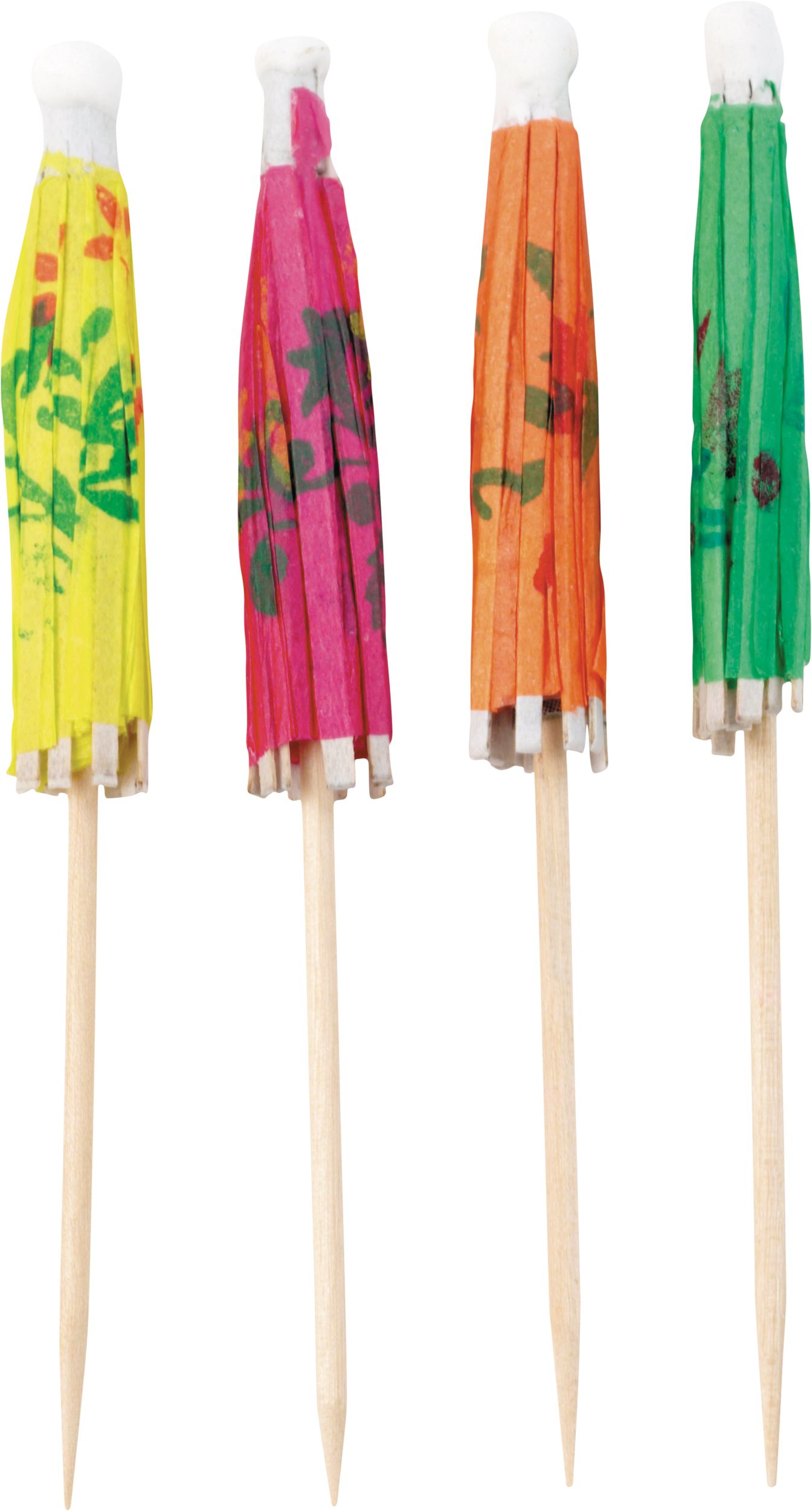 Cure-dents en bois en forme de parasol, pour anniversaire, fête, couleurs variées, 4&nbsp;po, paq. 120 Overhead_Flat