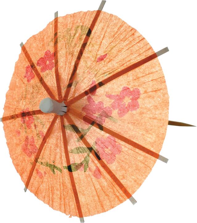 Umbrella Wood Party Picks, Multi-Coloured, 4-in, 120-pk, for Summer Party Front_Angled_Left