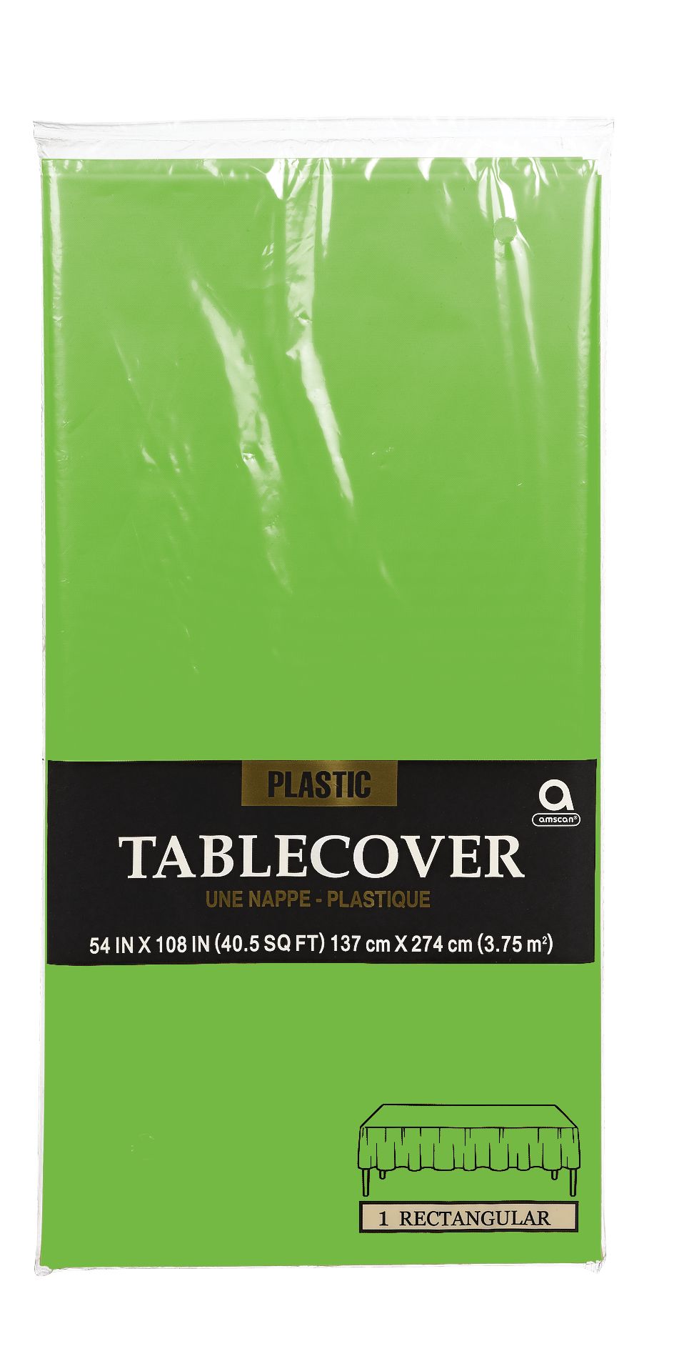 Plastic Tablecover, Green, 54 x 108-in Front_Flat