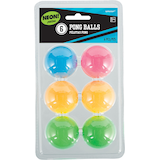 Plastic Black Light Neon Pong Table Balls, Assorted Colours, 6-pk, for Table Tennis/Beer Pong/Summer Party Front_Flat