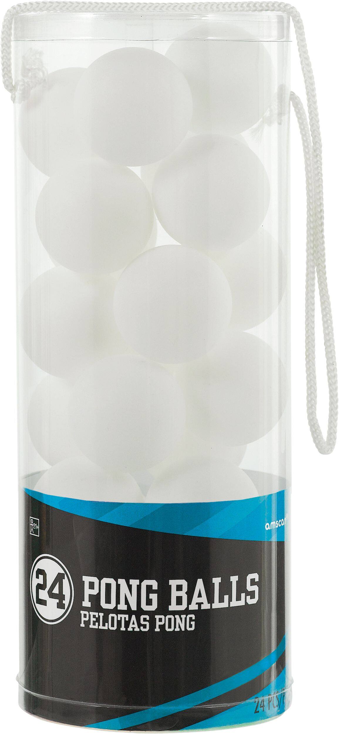 Plastic Pong Table Balls, White, 24-pk, for Table Tennis/Beer Pong/Summer Party Front_Flat