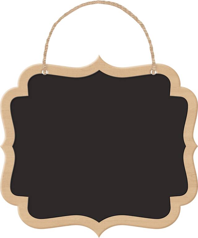 Enseigne en bois avec tableau noir parchemin, paq. 2 Front_Flat