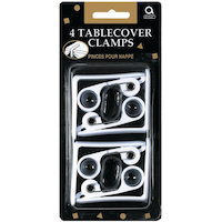 Plastic Table Cover Clamps, White, 1.25-in, 4-pk, for Christmas/Thanksgiving/New Year's Eve/Birthday Party Front_Flat