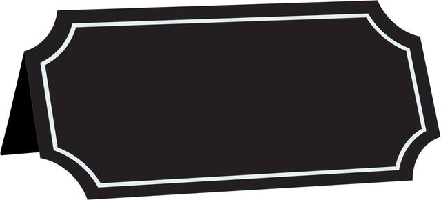 Marque-places tableau noir, fêtes d’anniversaire, plus, noir, 4 x 2 po, paq. 25 Front_Angled_Right