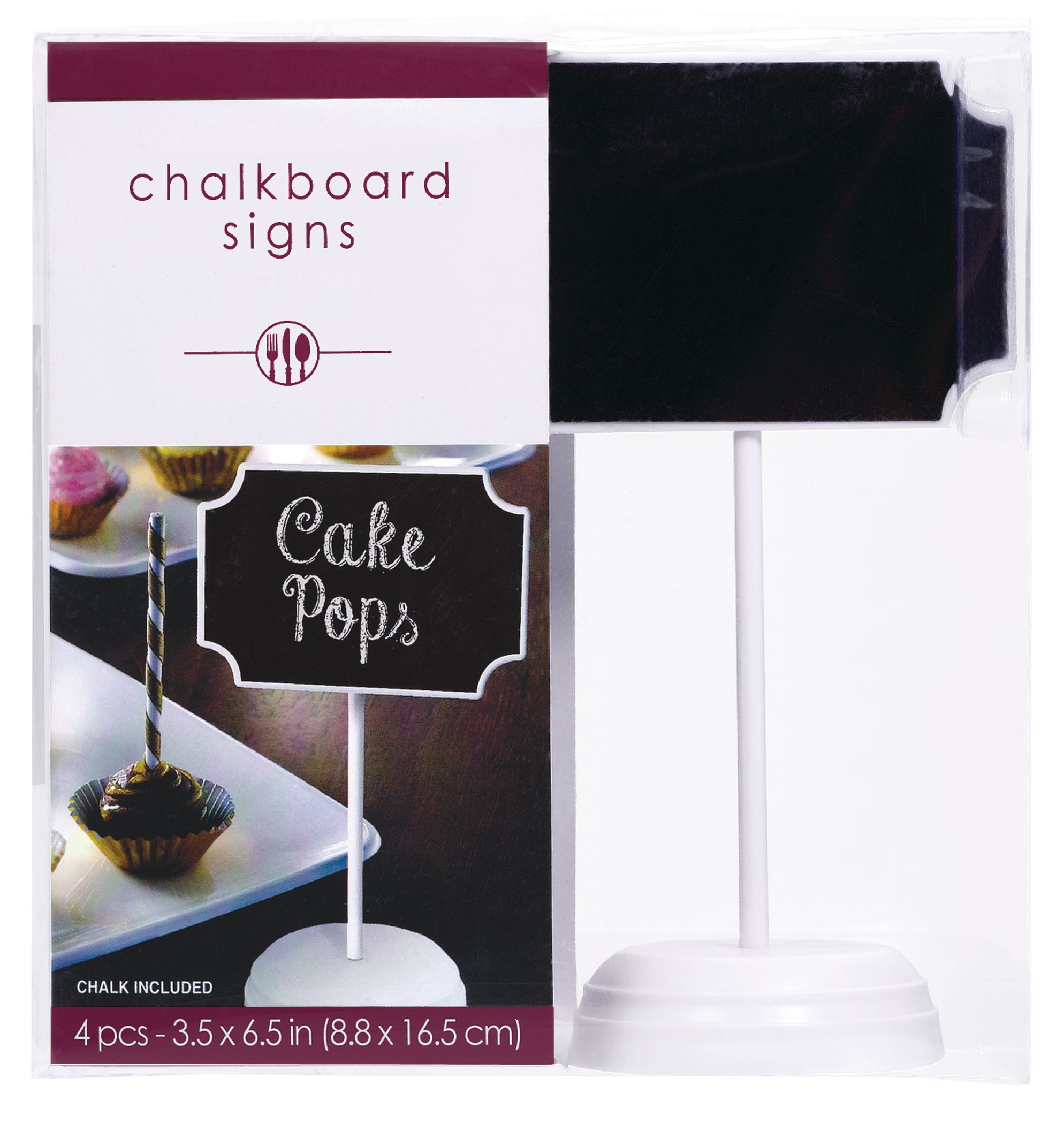 Plastic Chalkboard Label Signs for Birthday, Party, Anniversary, 4-pk, Includes Chalk Front_Flat