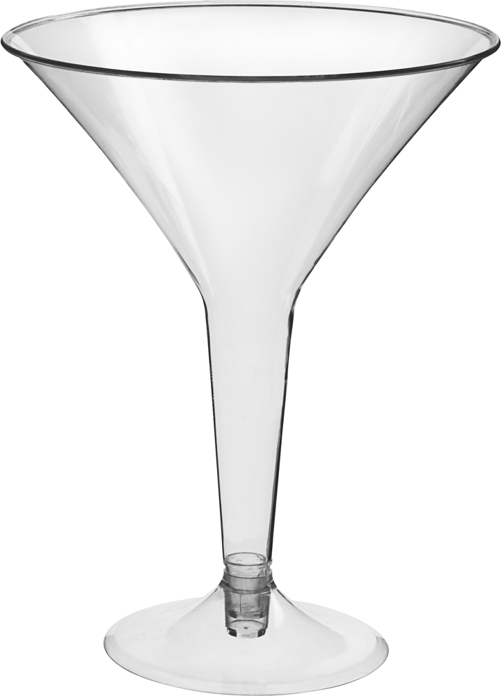 6 verres à Martini en plastique rigide pied argent 10 cl