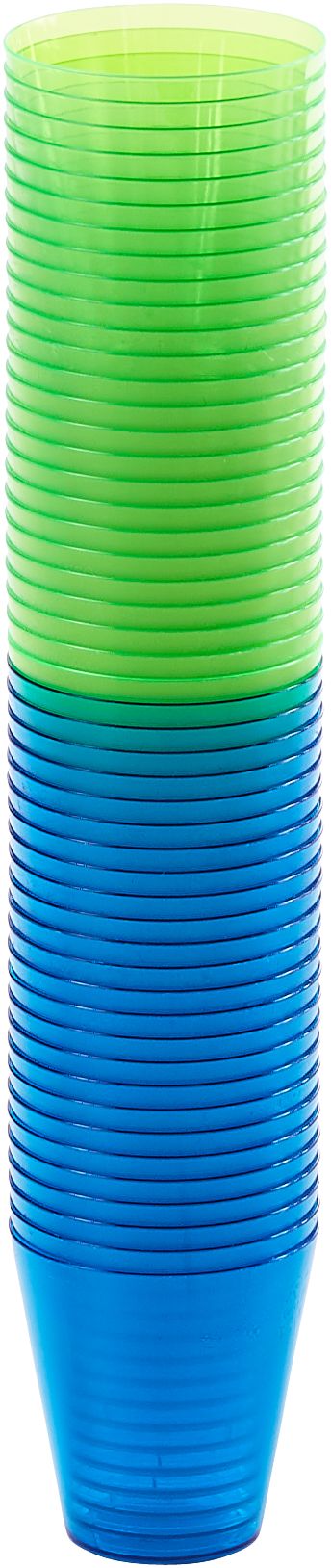 Big Party Pack Plastic Two-Part Shot Glasses, Neon Colours, 2-oz, 100-pk, for New Year's Eve/Graduation/Christmas/Birthday Party Front_Flat