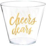 Metallic Gold Cheers Dears Plastic Cups, 30-pk Front_Elevated