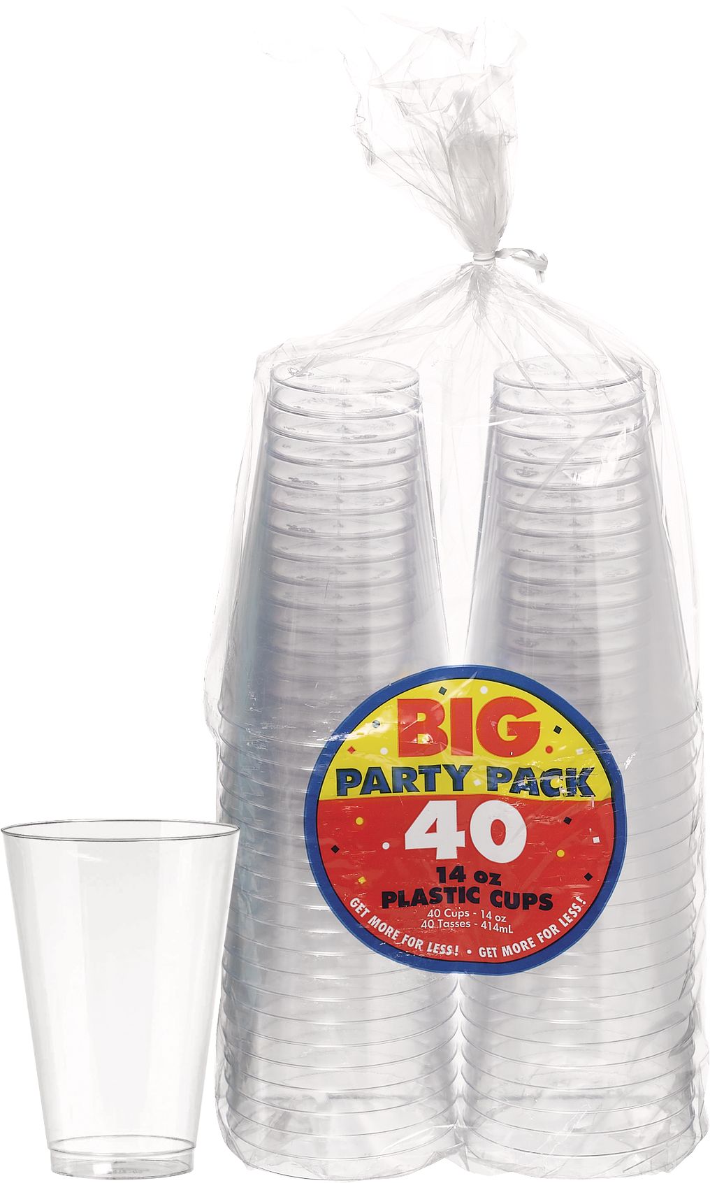 Big Party Pack Plastic Reusable Tumbler Cups, Clear, 14-oz, 32-pk, for Christmas/Thanksgiving/New Year's Eve/Birthday Party Composite_or_Mixed