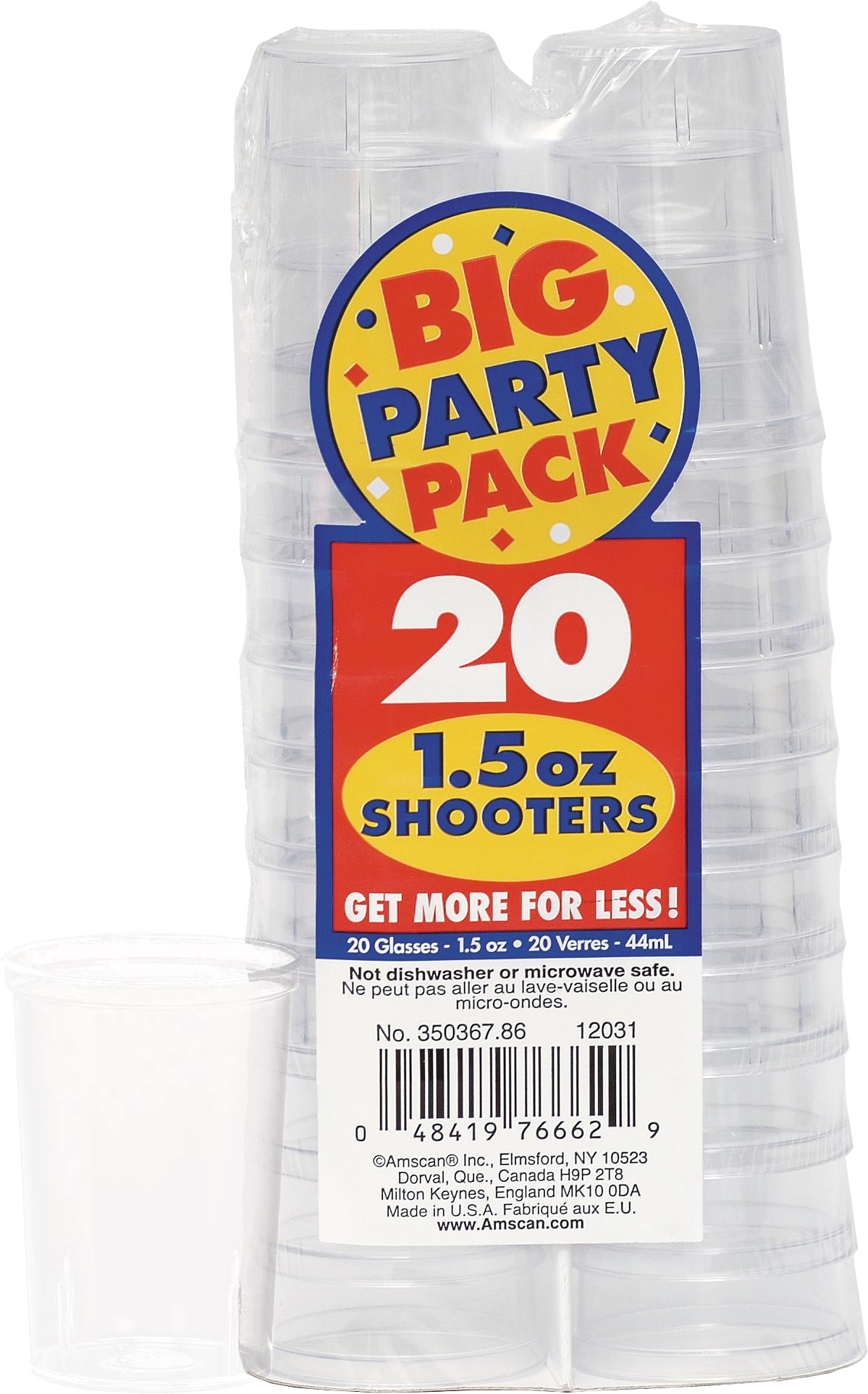 Big Party Pack Plastic Reusable Shooter Glasses, Clear, 5-oz, 20-pk, for Christmas/Thanksgiving/New Year's Eve/Birthday Party Composite_or_Mixed