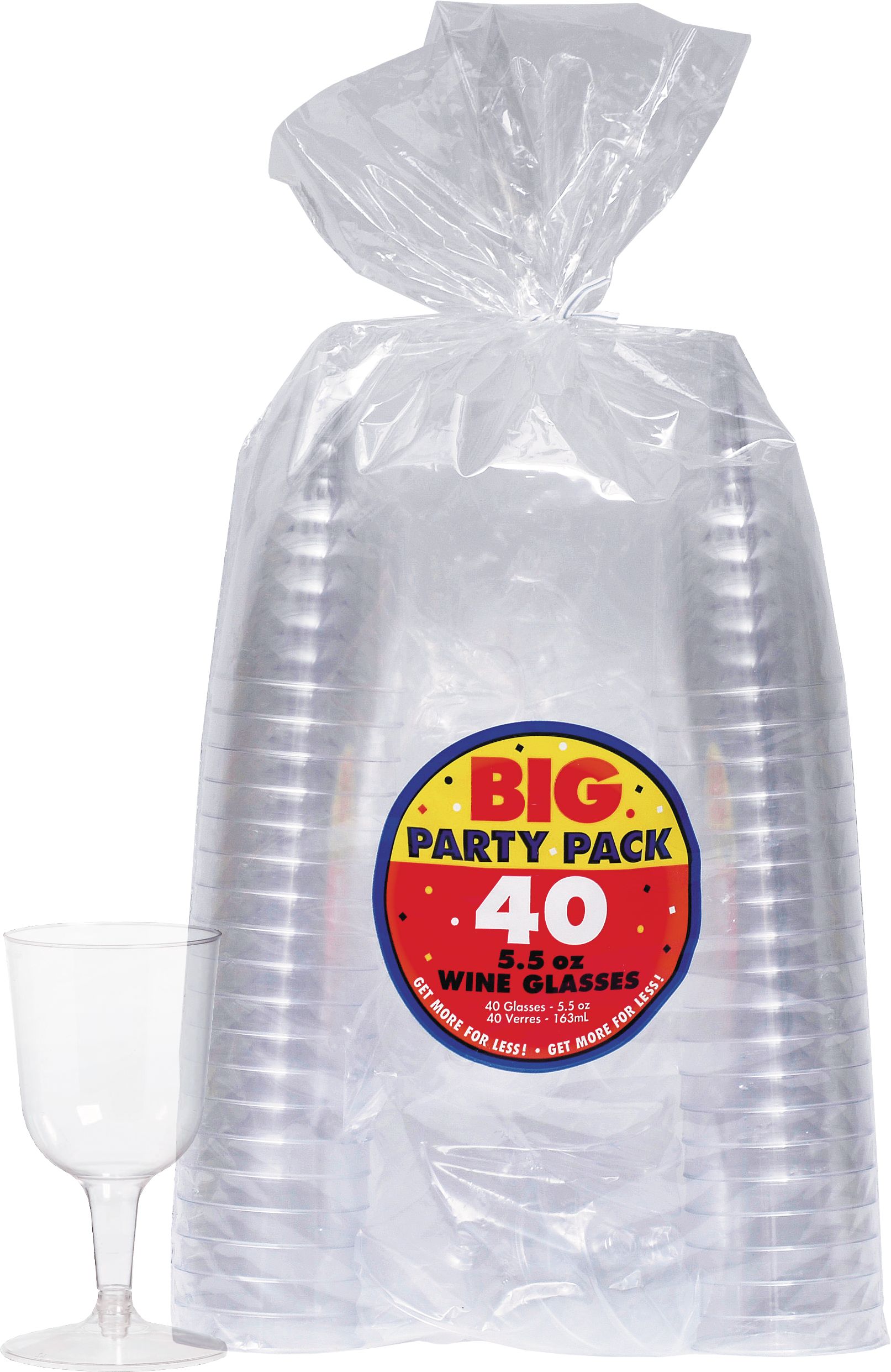 Big Party Pack Plastic Reusable Wine Glasses, Clear, 5.5-oz, 32-pk, for Christmas/Thanksgiving/New Year's Eve/Birthday Party Composite_or_Mixed