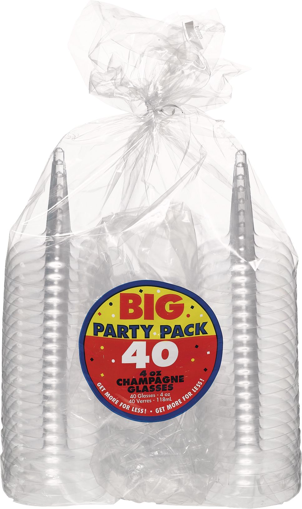 Big Party Pack Plastic Reusable Champagne Coupe, Clear, 4-oz, 32-pk, for Christmas/Thanksgiving/New Year's Eve/Birthday Party Front_Flat