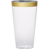 Verres en plastique transparent à bordure or de première qualité, paq. 16 Front_Elevated