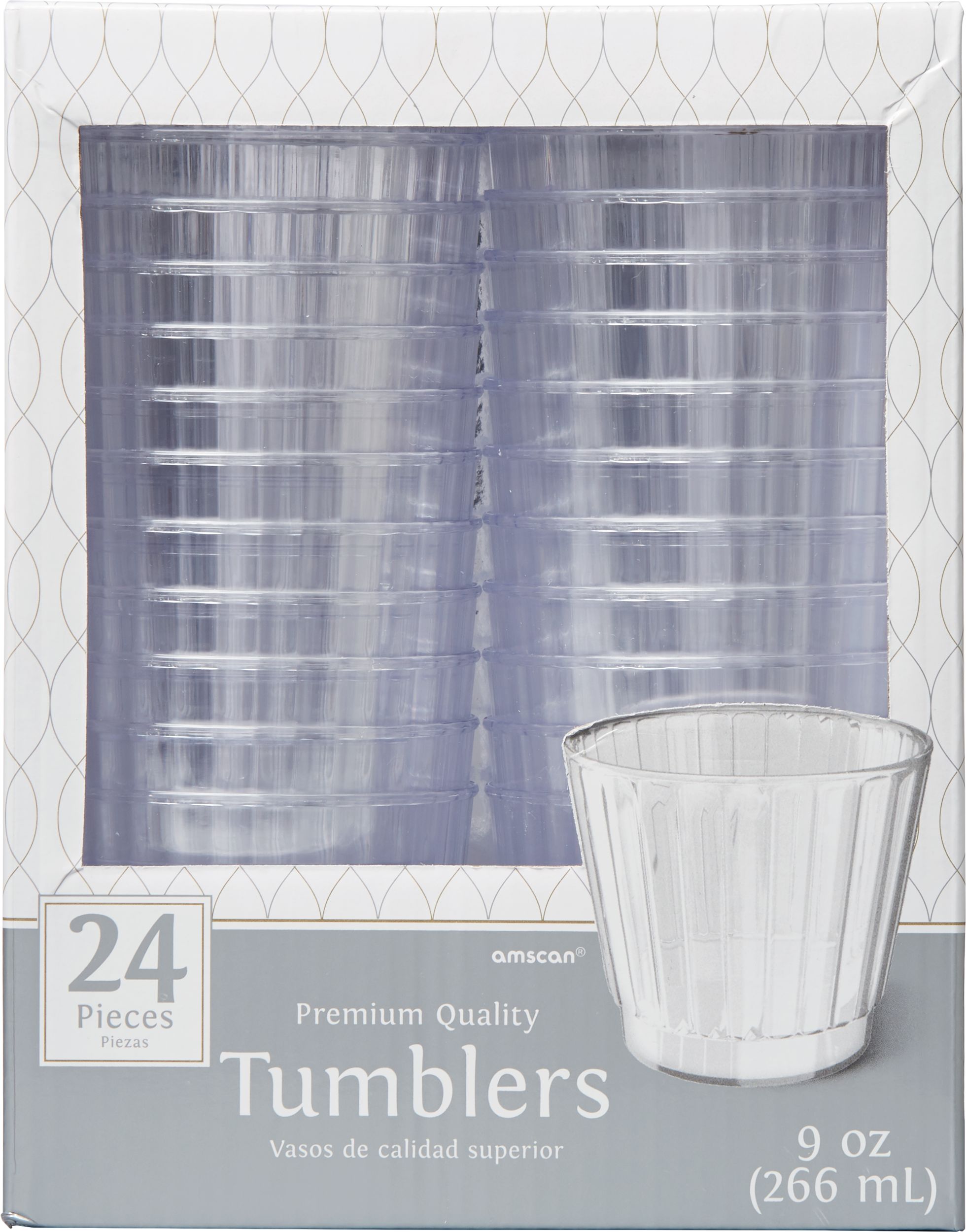 Verres en plastique transparent de qualité supérieure, paq. 24 Front_Flat