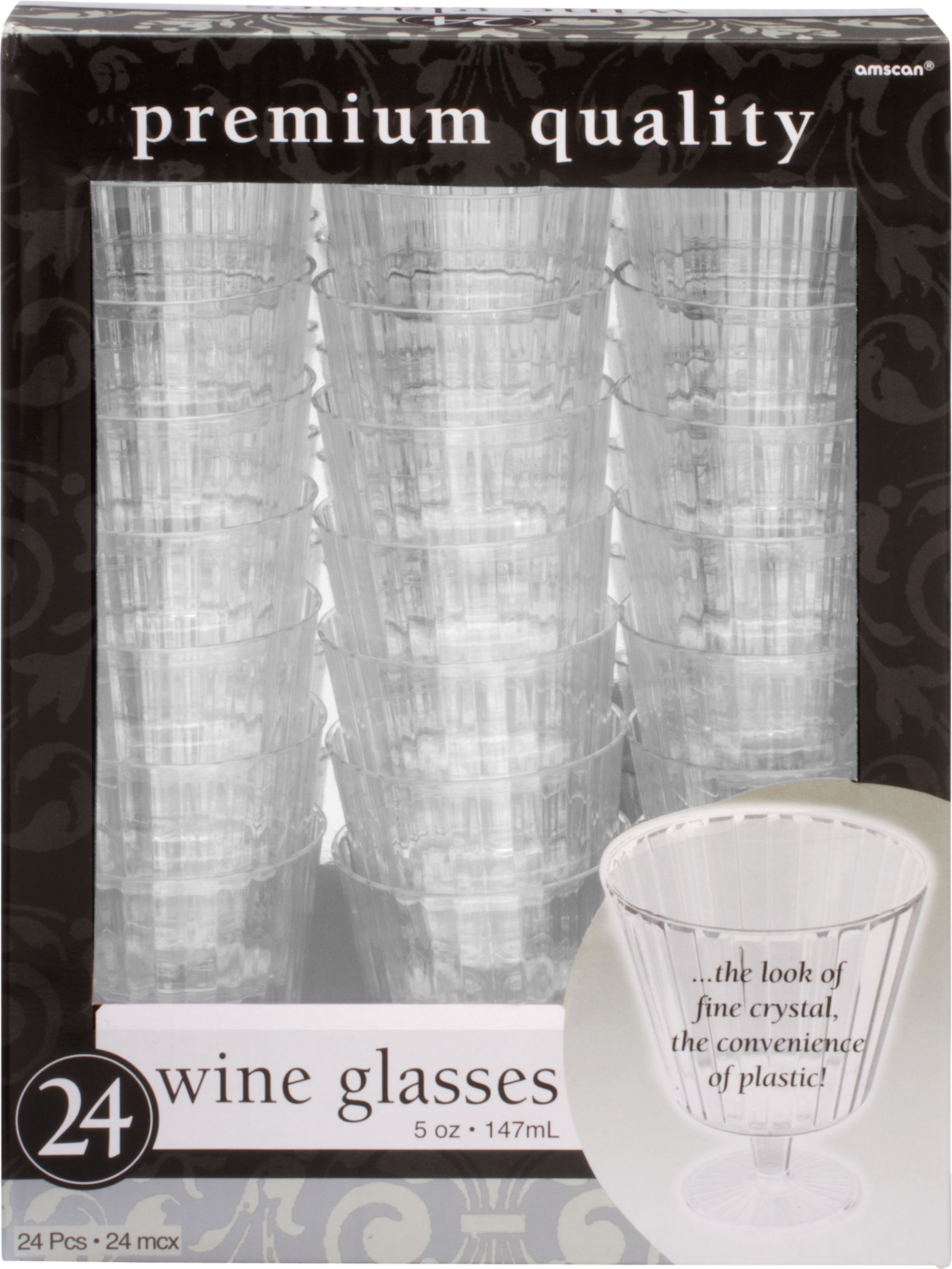 Plastic Wine Glasses, Birthdays, Showers, More, Clear, 5-oz 24-pk Front_Elevated