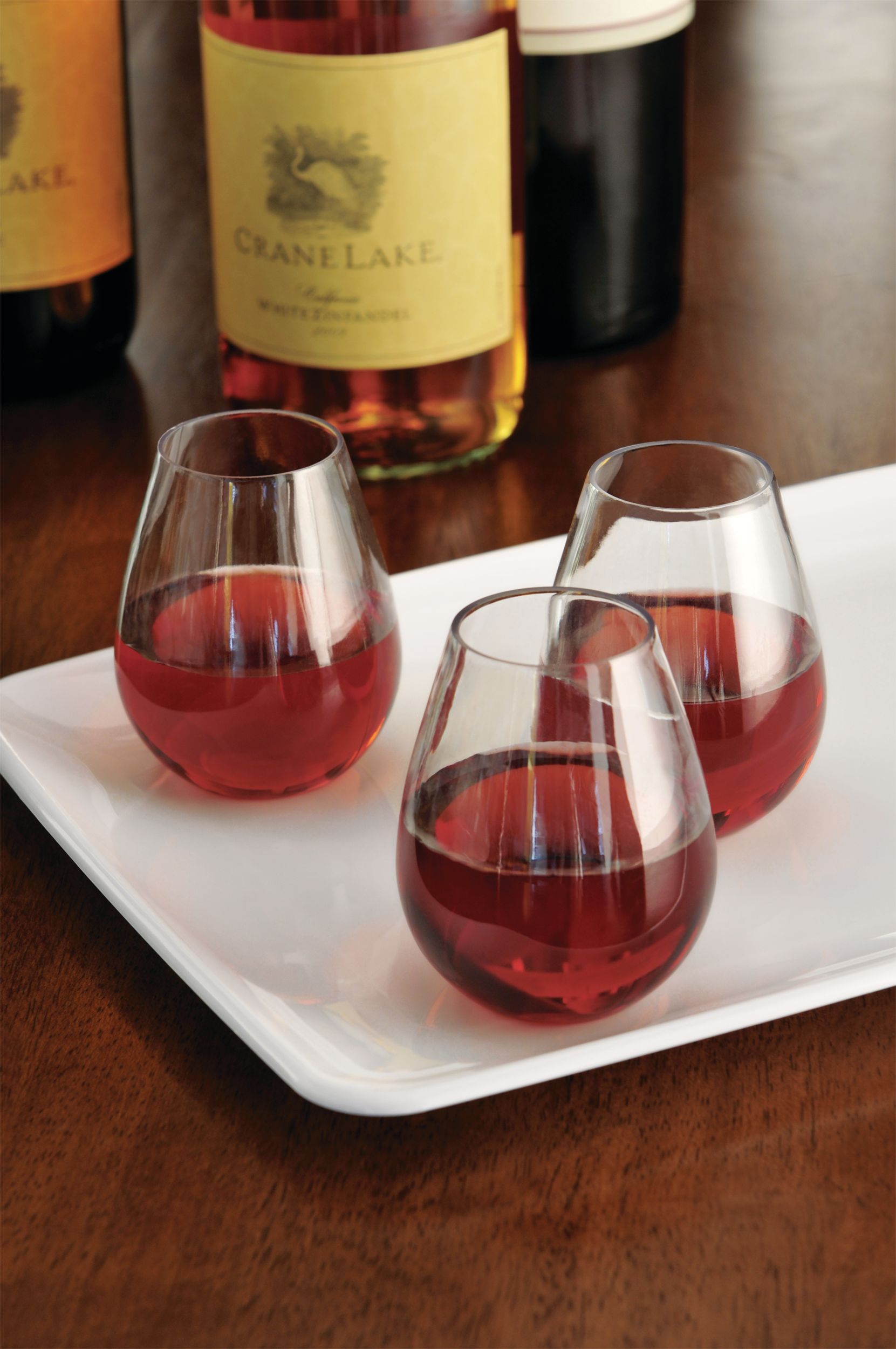 Mini Clear Plastic Stemless Wine Glasses, 10-pk Overhead_Plunge