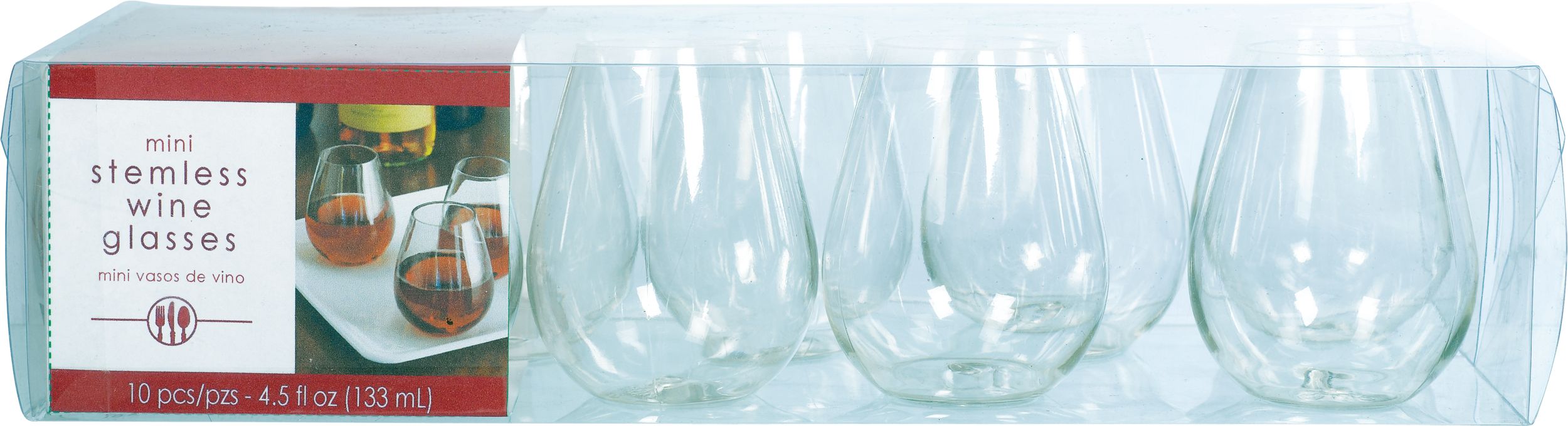 Mini Clear Plastic Stemless Wine Glasses 10ct
