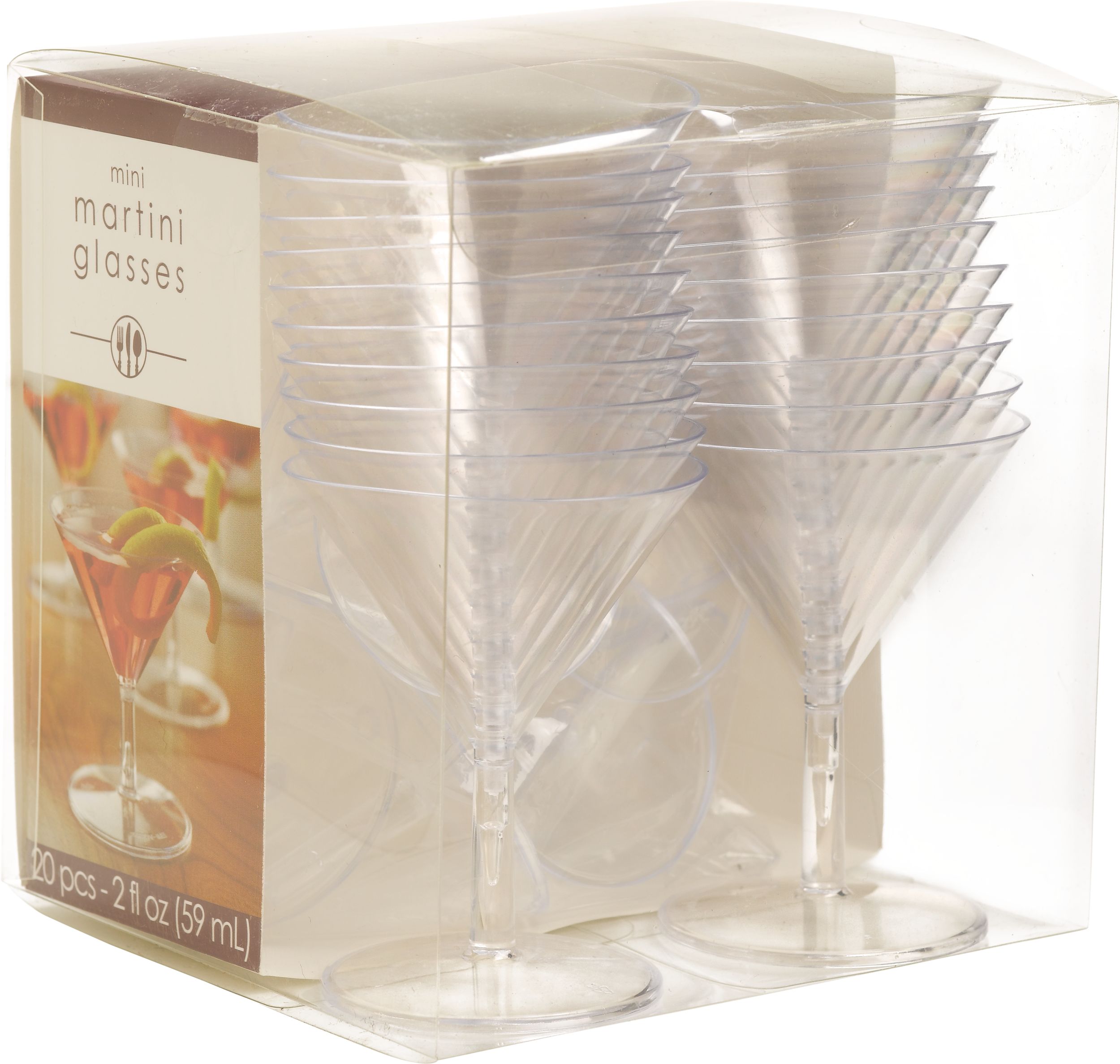 Mini Clear Plastic Martini Glasses, 20-pk Back_Angled_Right