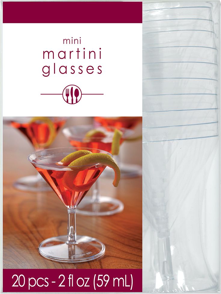 Mini Clear Plastic Martini Glasses, 20-pk Front_Flat
