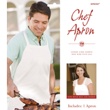 Disposable Paper Chef Wearable Apron, White, One Size, for Birthday Party Front_Flat