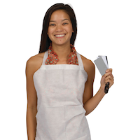 Tablier de chef en papier jetable pour fêtes d'anniversaire, fête, cours de cuisine, blanc, taille unique Front_Flat