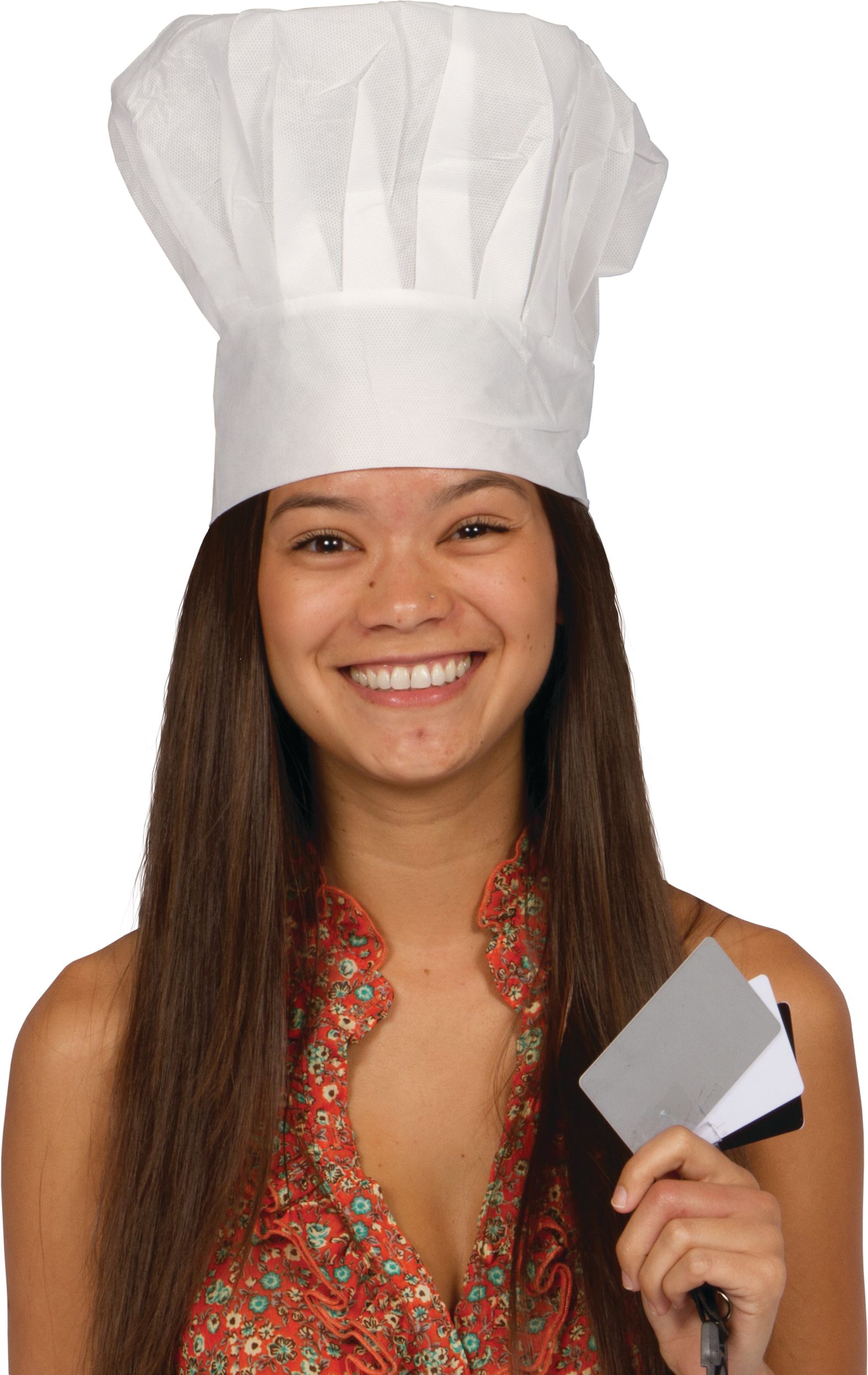 Disposable Paper Chef Hat, White, One Size, for Birthday Party Front_Flat