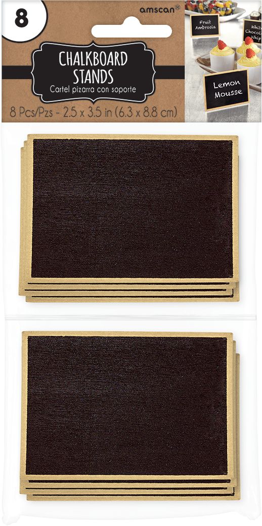 DIY Customizable Chalkboard Stand Sign Decoration, Black, 6.5-in, 8-pk, for Birthday/Graduation/Wedding Front_Flat
