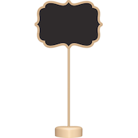 DIY Customizable Chalkboard Stands, Black, 3.5-in, 4-pk, for Birthday/Graduation/Wedding Front_Flat