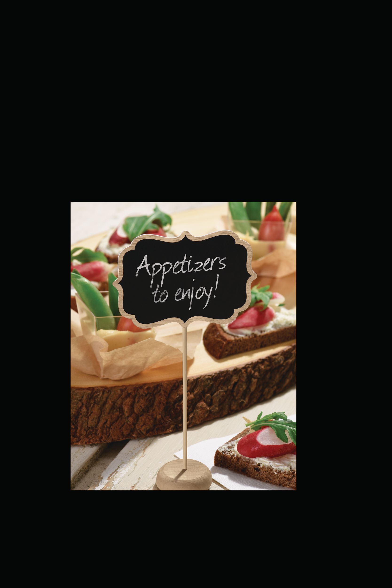 DIY Customizable Chalkboard Stands, Black, 3.5-in, 4-pk, for Birthday/Graduation/Wedding Front_Flat