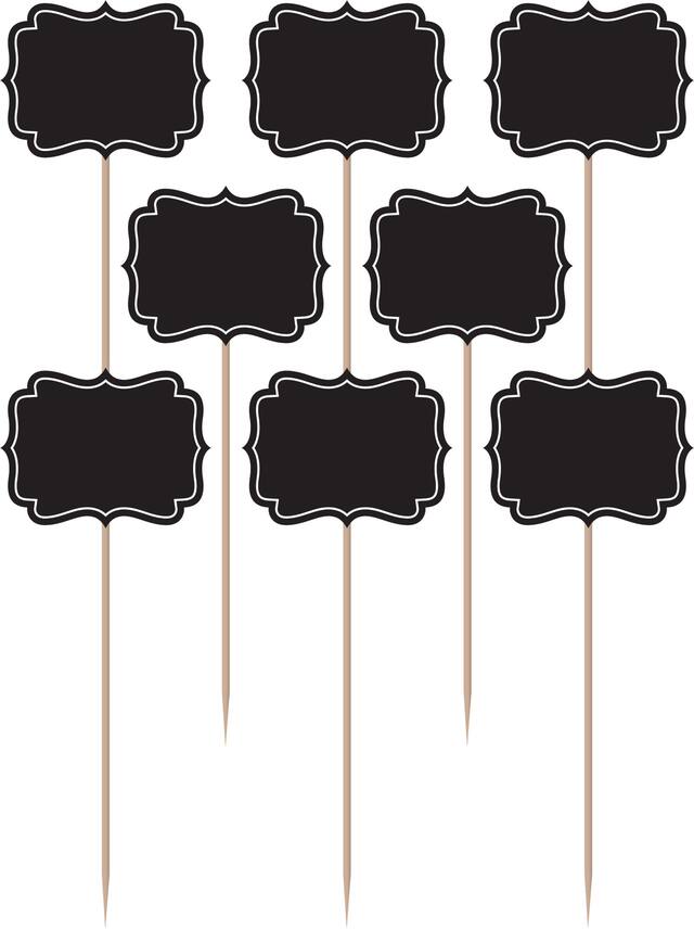 Customizable Chalkboard Label Party Picks, Black, 8.5-in, 12-pk, for Baby Shower/Birthday Party/New Year's Eve Front_Flat