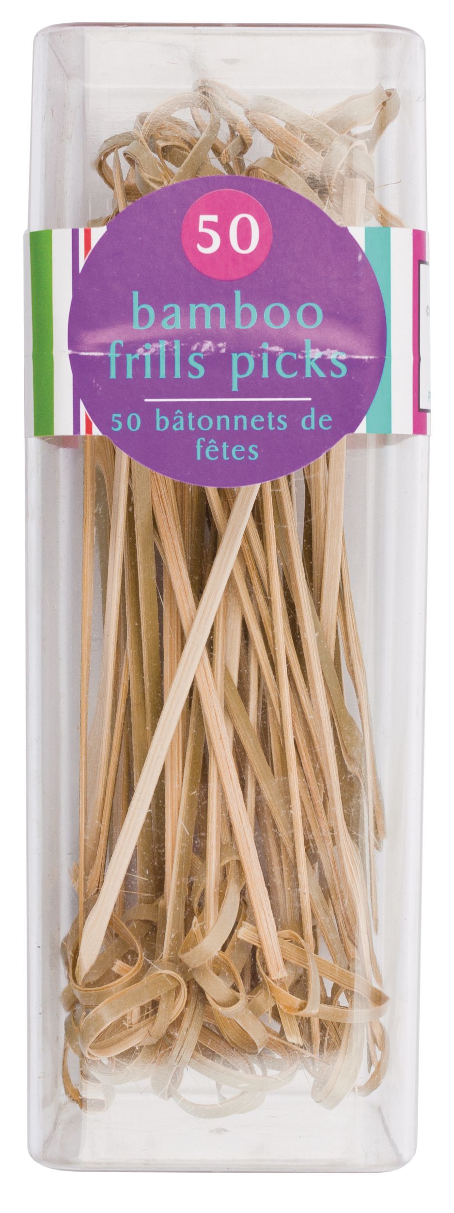 Knotted Bamboo Party Pick Skewers, Brown, 5-in, 50-pk, for BBQs/Birthday/Summer Party Front_Flat