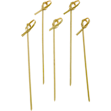 Knotted Bamboo Party Pick Skewers, Brown, 5-in, 50-pk, for BBQs/Birthday/Summer Party Front_Flat