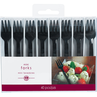 Mini Plastic Forks for Birthday, Party, Anniversary, Black, 40-pk Front_Flat
