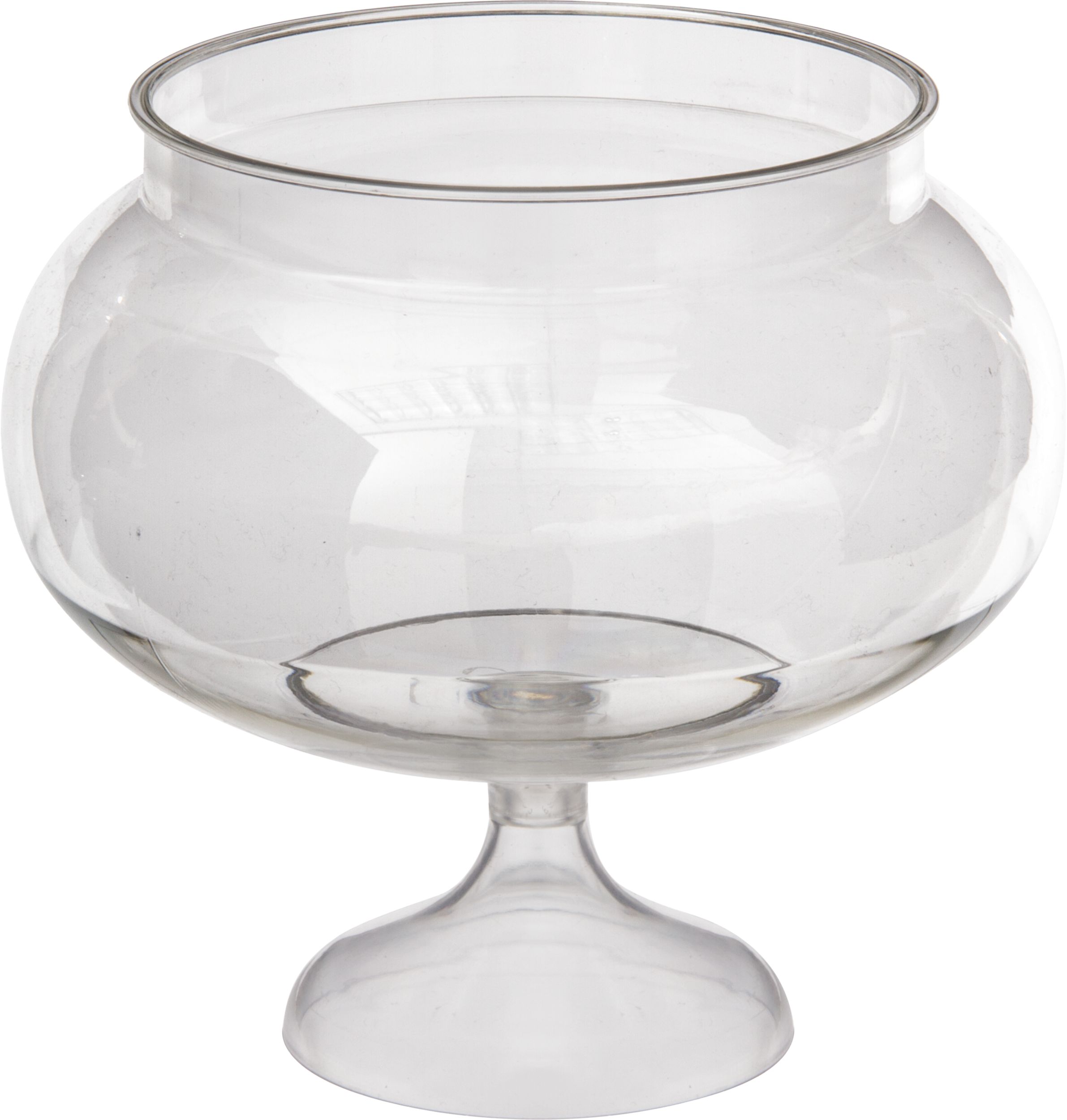 Round  Plastic Reusable Pedestal Serving Bowl, Clear, 60-oz, for Birthday/Baby Shower/Wedding Front_Elevated