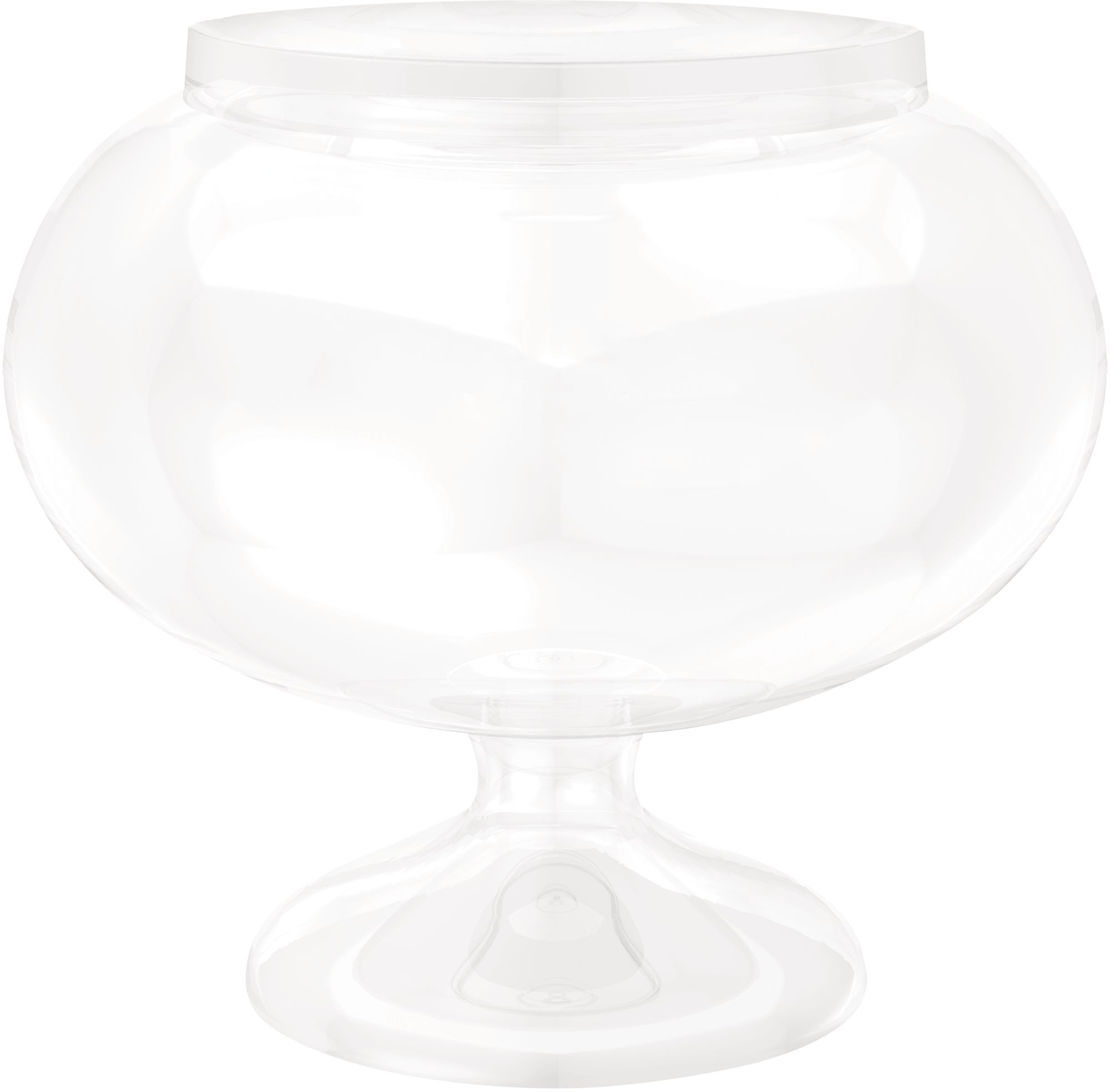 Round  Plastic Reusable Pedestal Serving Bowl, Clear, 60-oz, for Birthday/Baby Shower/Wedding Front_Elevated