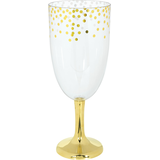 Plastic Reusable Wine Glasses, Gold/Clear, Polka Dot, 56-oz, for Christmas/Thanksgiving/New Year's Eve/Birthday Party Front_Flat
