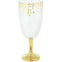 Verre à vin géant en plastique métallique à pois dorés Front_Flat