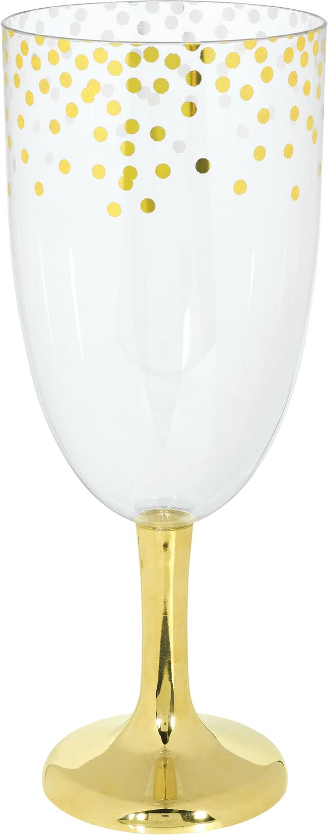 Verre à vin géant en plastique métallique à pois dorés Front_Flat