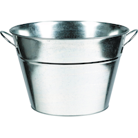 Round Metal Reusable Pail Decoration, Silver, 15-in, for Christmas/Thanksgiving/New Year's Eve/Birthday Party Front_Elevated