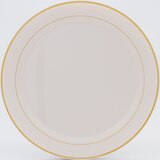 Gold Trimmed Cream Plastic Platter Front_Flat